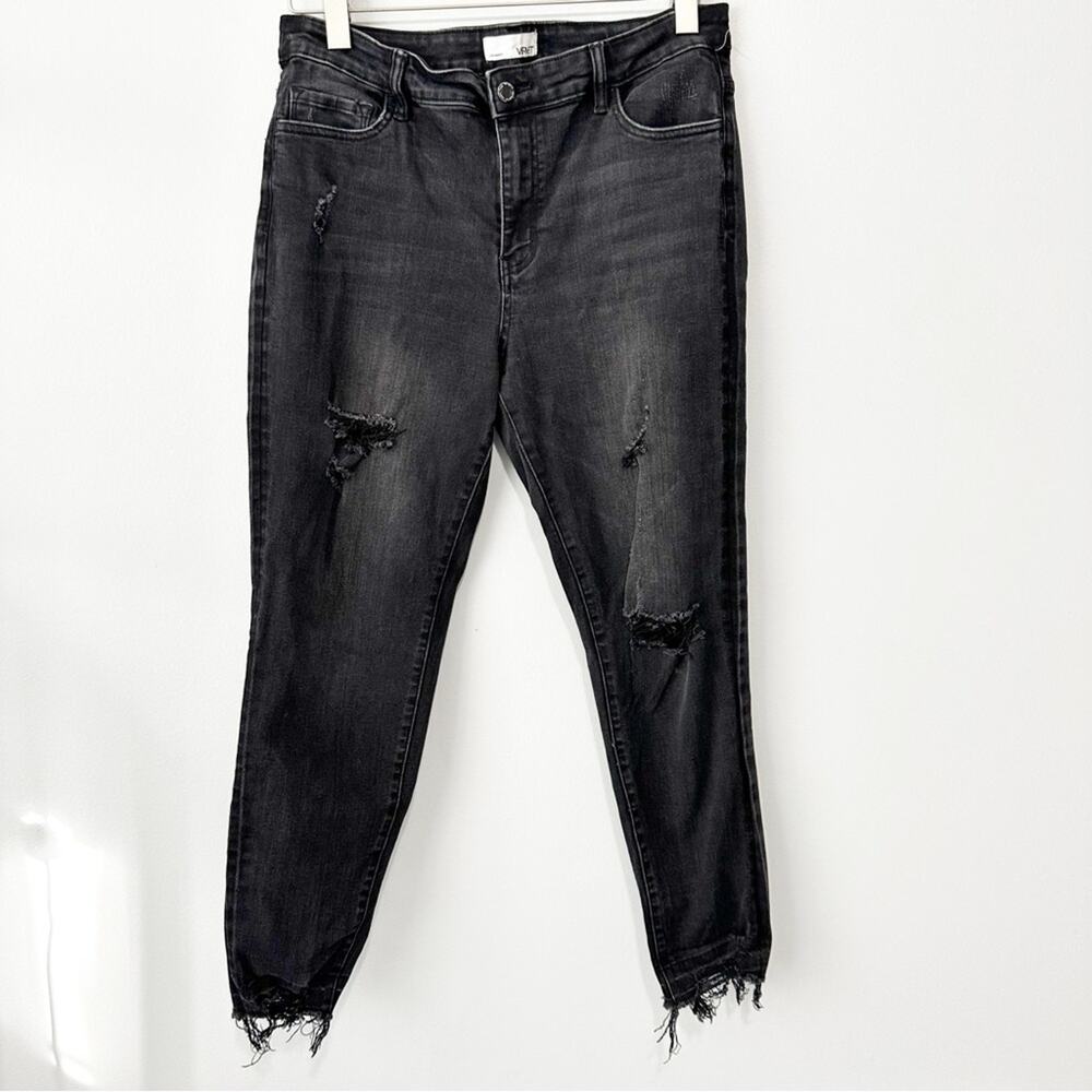 Vervet ripped skinny jeans ankle black distressed denim size 32 plus